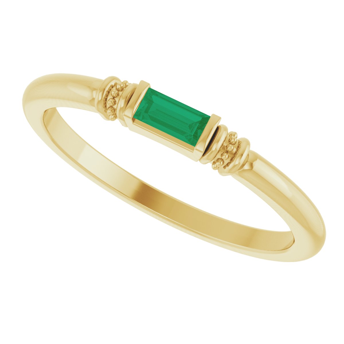 Lab-Grown Emerald Stackable Ring - Yellow Gold
