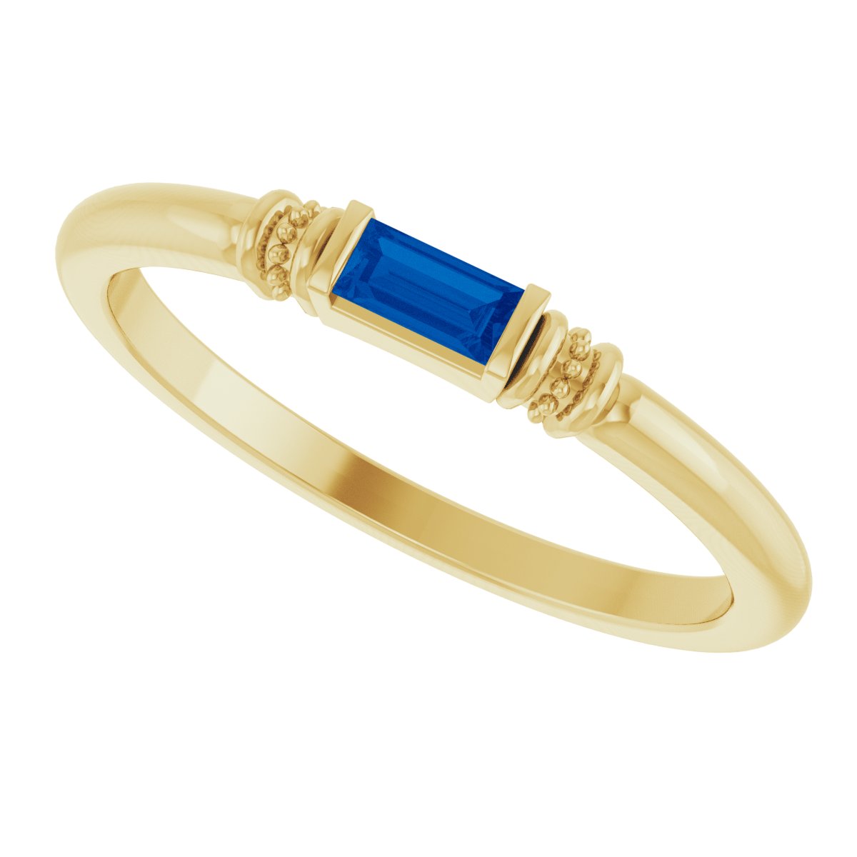 Lab-Grown Blue Sapphire Stackable Ring - Yellow Gold