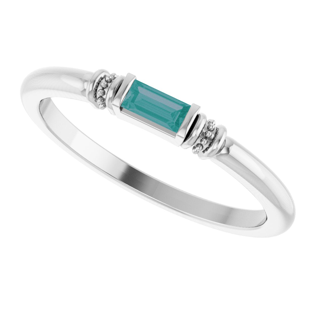 Lab-Grown Alexandrite Stackable Ring - White Gold