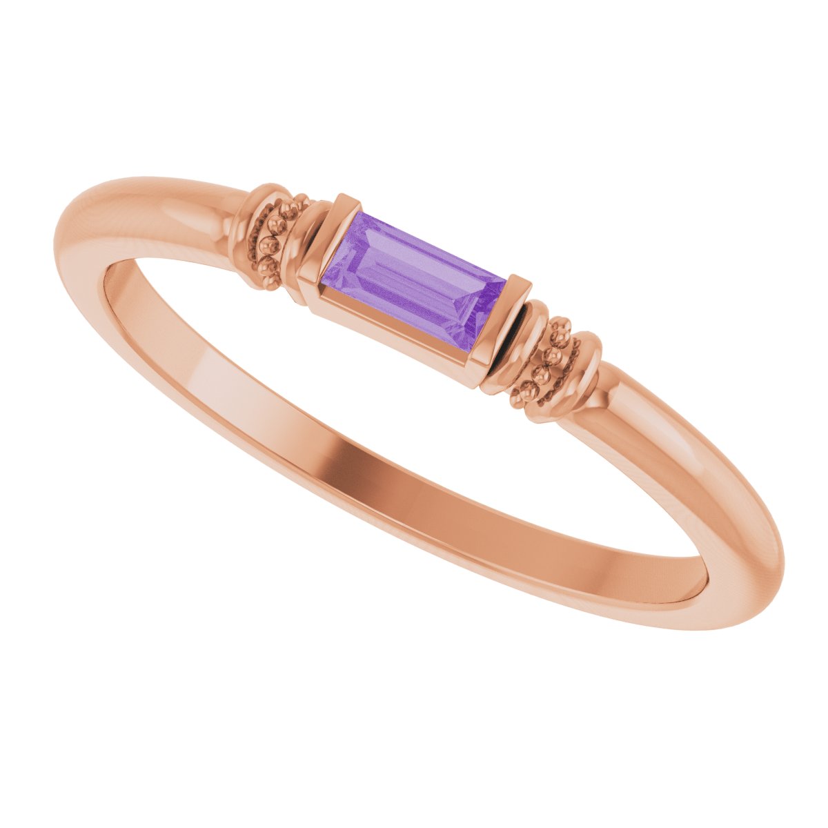 Lab-Grown Purple Sapphire Stackable Ring - Rose Gold