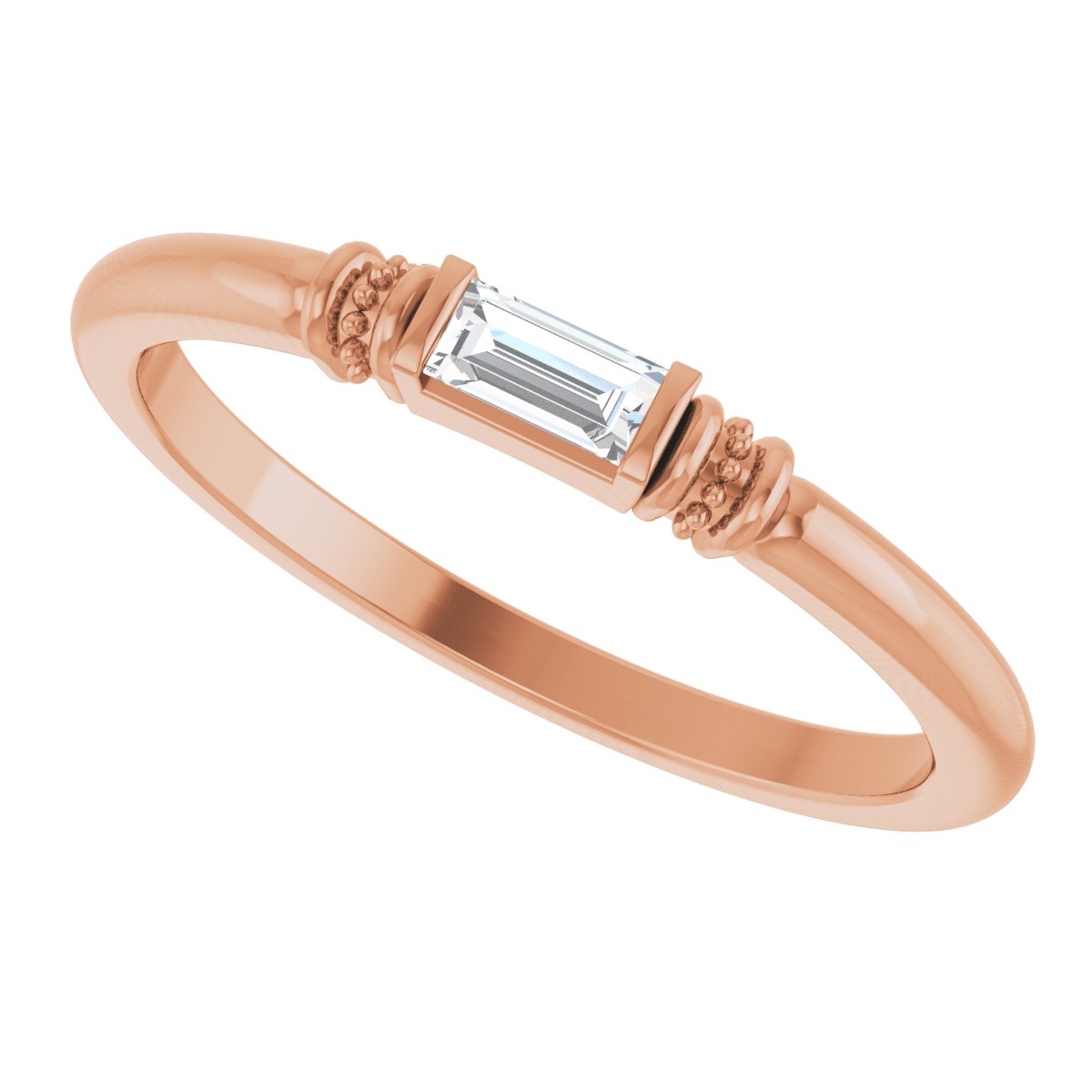 Lab-Grown Moissanite Stackable Ring - Rose Gold