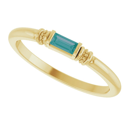 Lab-Grown Alexandrite Stackable Ring - Yellow Gold