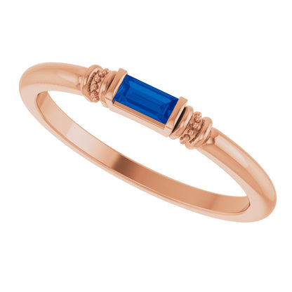 Lab-Grown Blue Sapphire Stackable Ring - Rose Gold