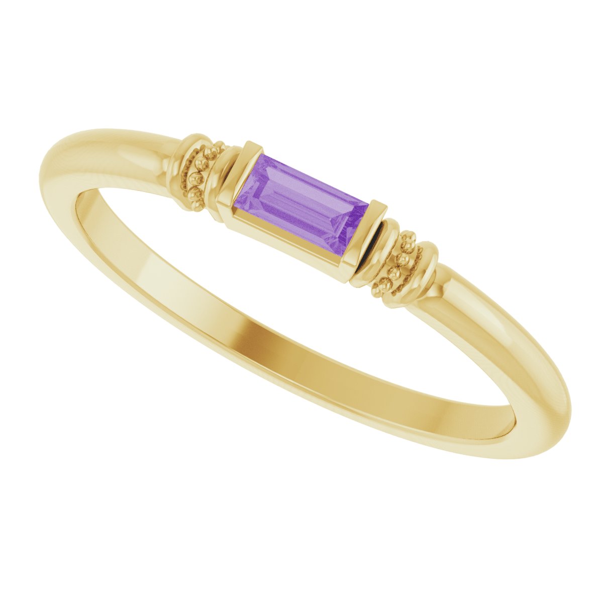 Lab-Grown Purple Sapphire Stackable Ring - Yellow Gold