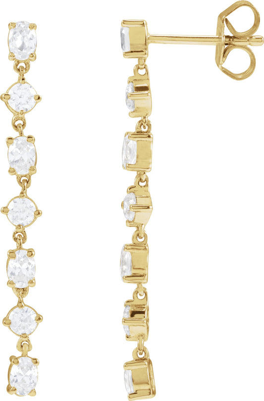 1 1/5 Ctw Oval Lab-Grown Diamond 7-Stone Dangle Earrings - Lab Grown Diamond