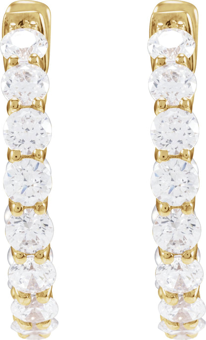 2 1/5 Ctw Lab-Grown Diamond Inside-Outside Hoop Earrings - Rose Gold - Lab Grown Diamond