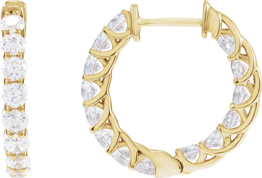 2 1/5 Ctw Lab-Grown Diamond Inside-Outside Hoop Earrings - Lab Grown Diamond