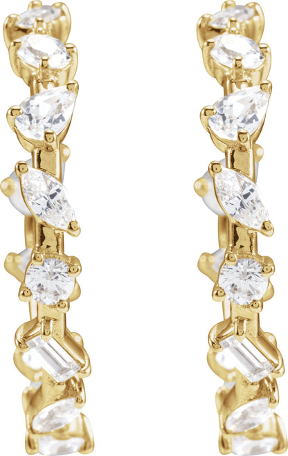 2 Ctw Lab-Grown Diamond Hoop Earrings - Rose Gold - Lab Grown Diamond