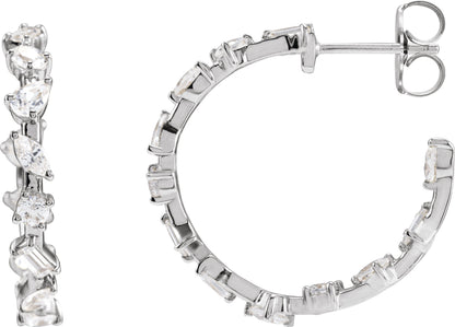 2 Ctw Lab-Grown Diamond Hoop Earrings