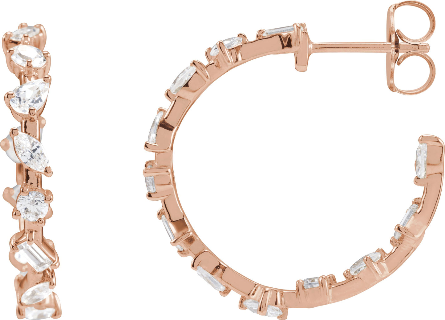 2 Ctw Lab-Grown Diamond Hoop Earrings