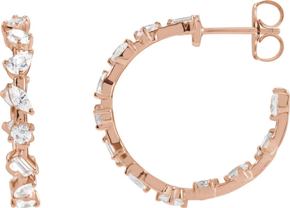 2 Ctw Lab-Grown Diamond Hoop Earrings