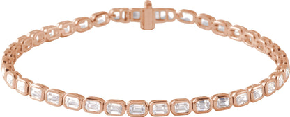 6 1/4 Ctw Emerald Lab-Grown Diamond Line Bracelet - Rose Gold - Lab Grown Diamond