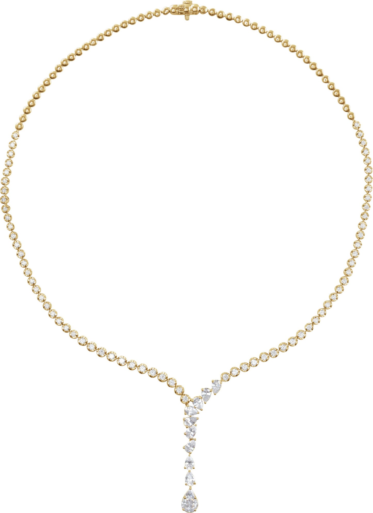 5 1/2 Ctw Pear Lab-Grown Diamond Line Necklace - Yellow Gold - Lab Grown Diamond