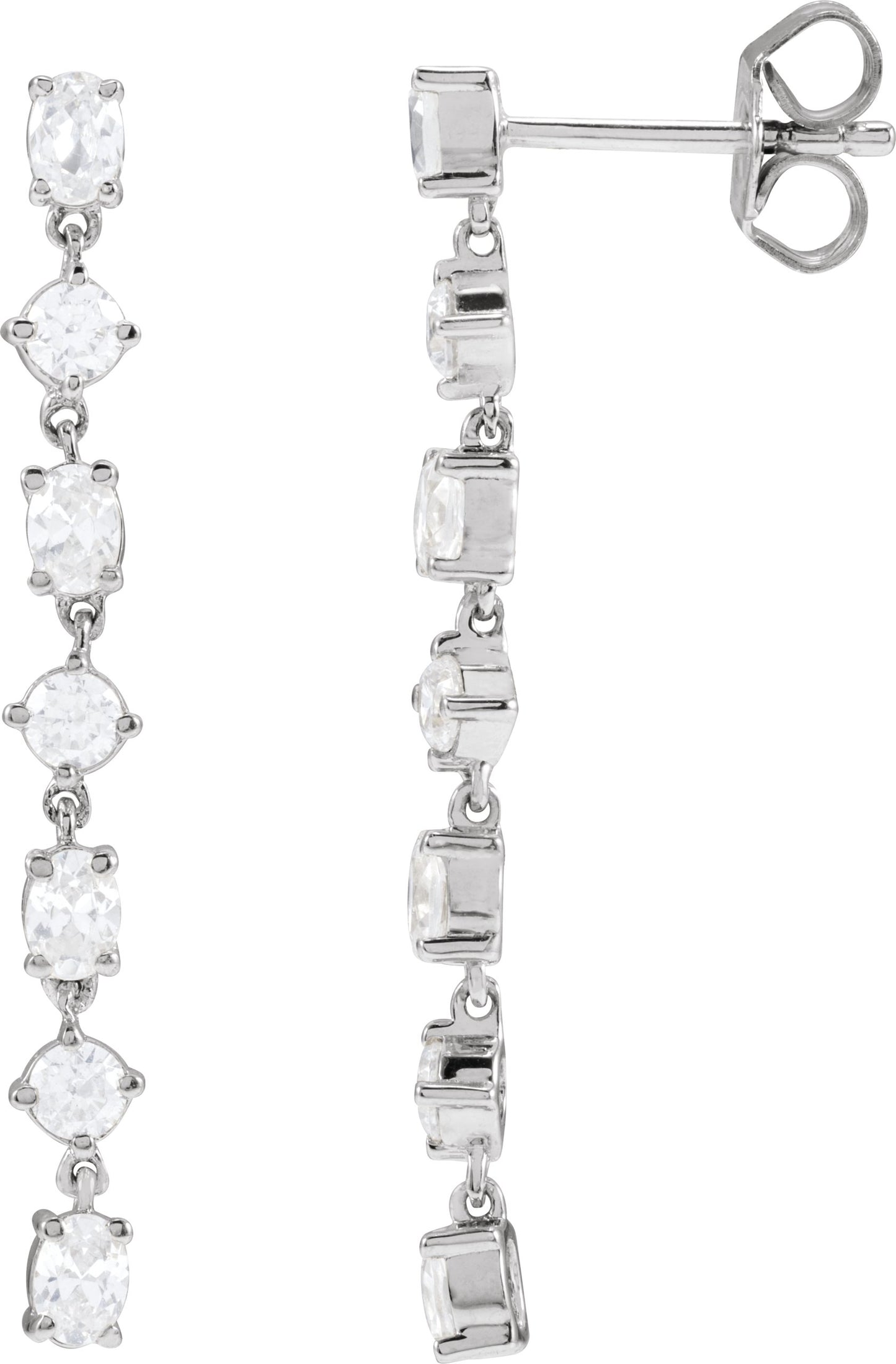 1 1/5 Ctw Oval Lab-Grown Diamond 7-Stone Dangle Earrings