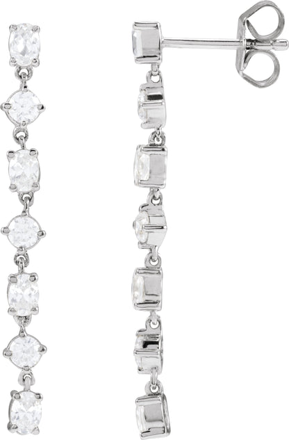 1 1/5 Ctw Oval Lab-Grown Diamond 7-Stone Dangle Earrings