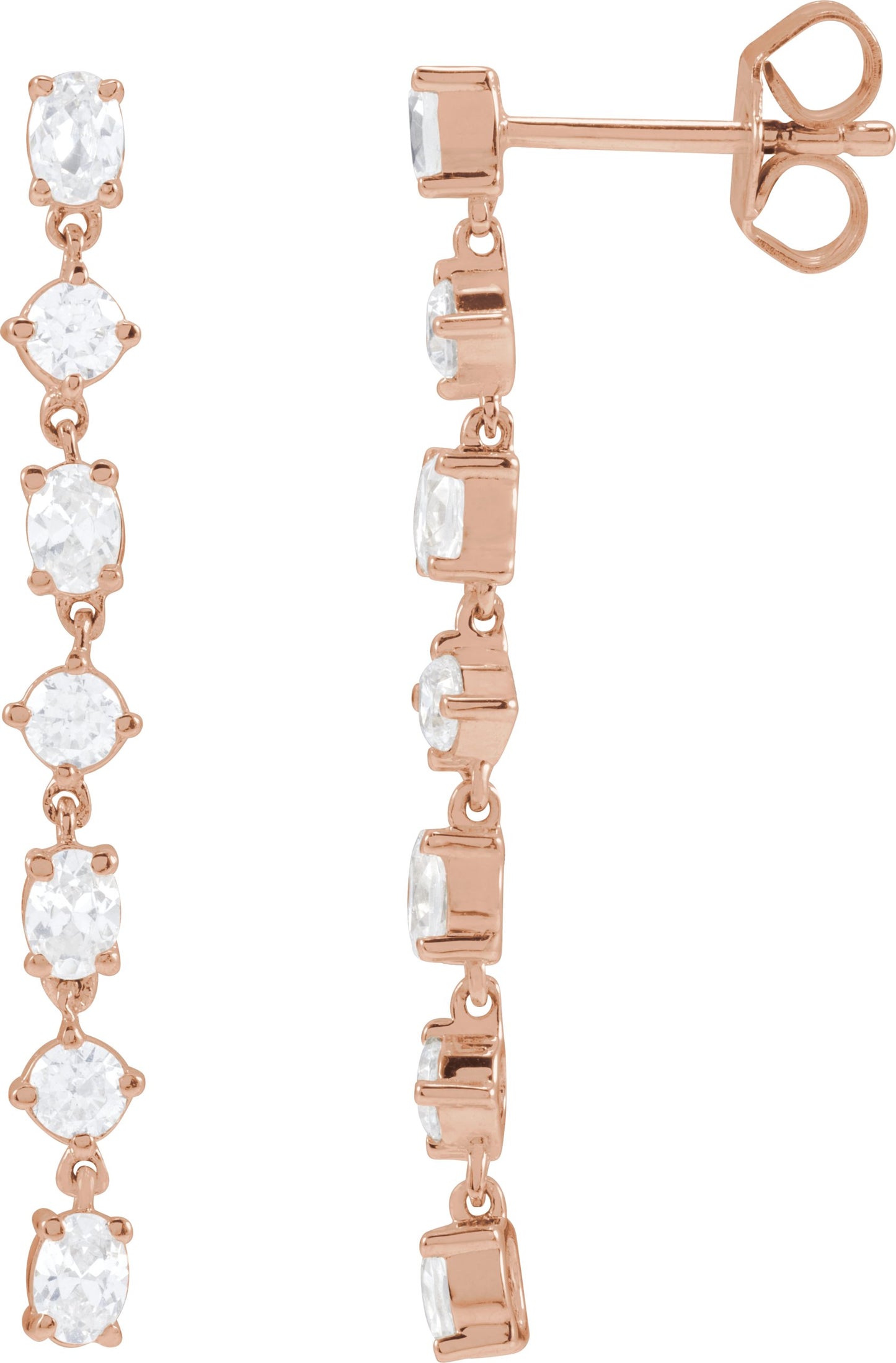 1 1/5 Ctw Oval Lab-Grown Diamond 7-Stone Dangle Earrings