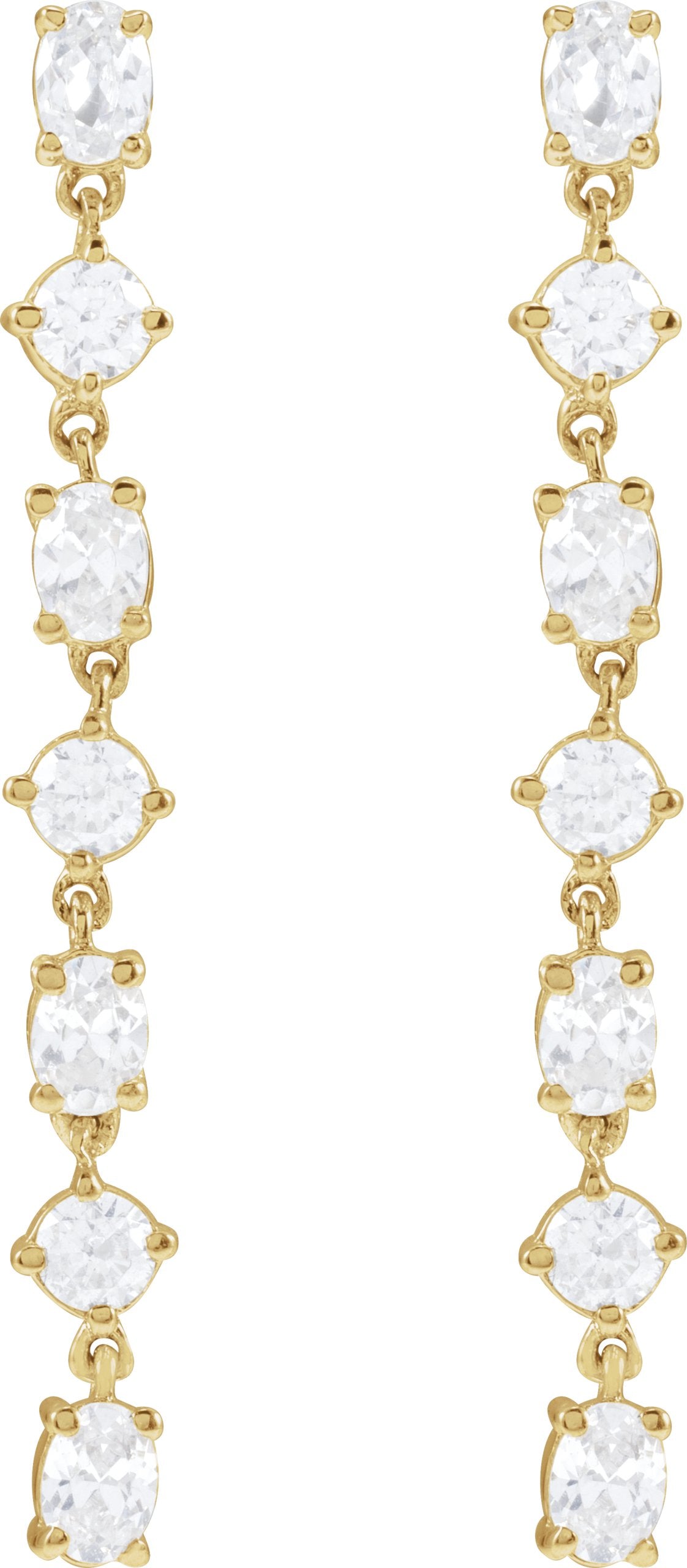1 1/5 Ctw Oval Lab-Grown Diamond 7-Stone Dangle Earrings - Yellow Gold - Lab Grown Diamond