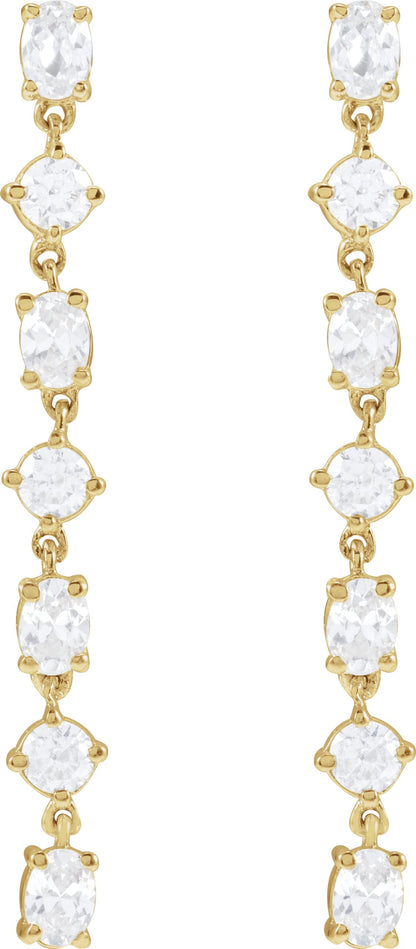 1 1/5 Ctw Oval Lab-Grown Diamond 7-Stone Dangle Earrings - Yellow Gold - Lab Grown Diamond