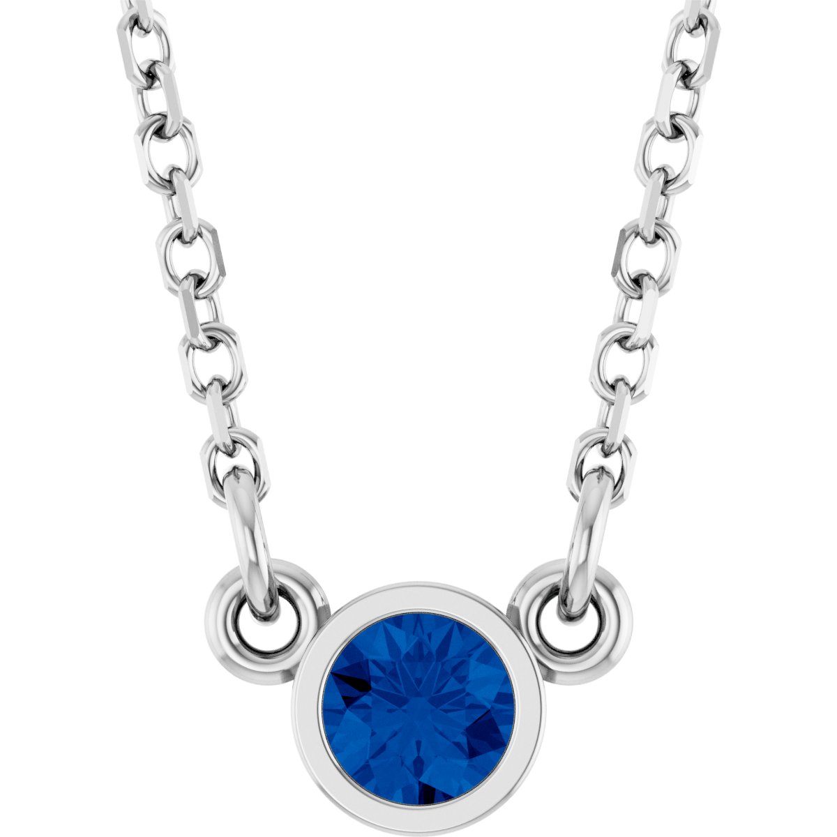 Lab-Grown Blue Sapphire Solitaire Necklace - Lab Grown Diamond