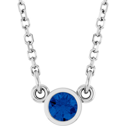 Lab-Grown Blue Sapphire Solitaire Necklace - Lab Grown Diamond