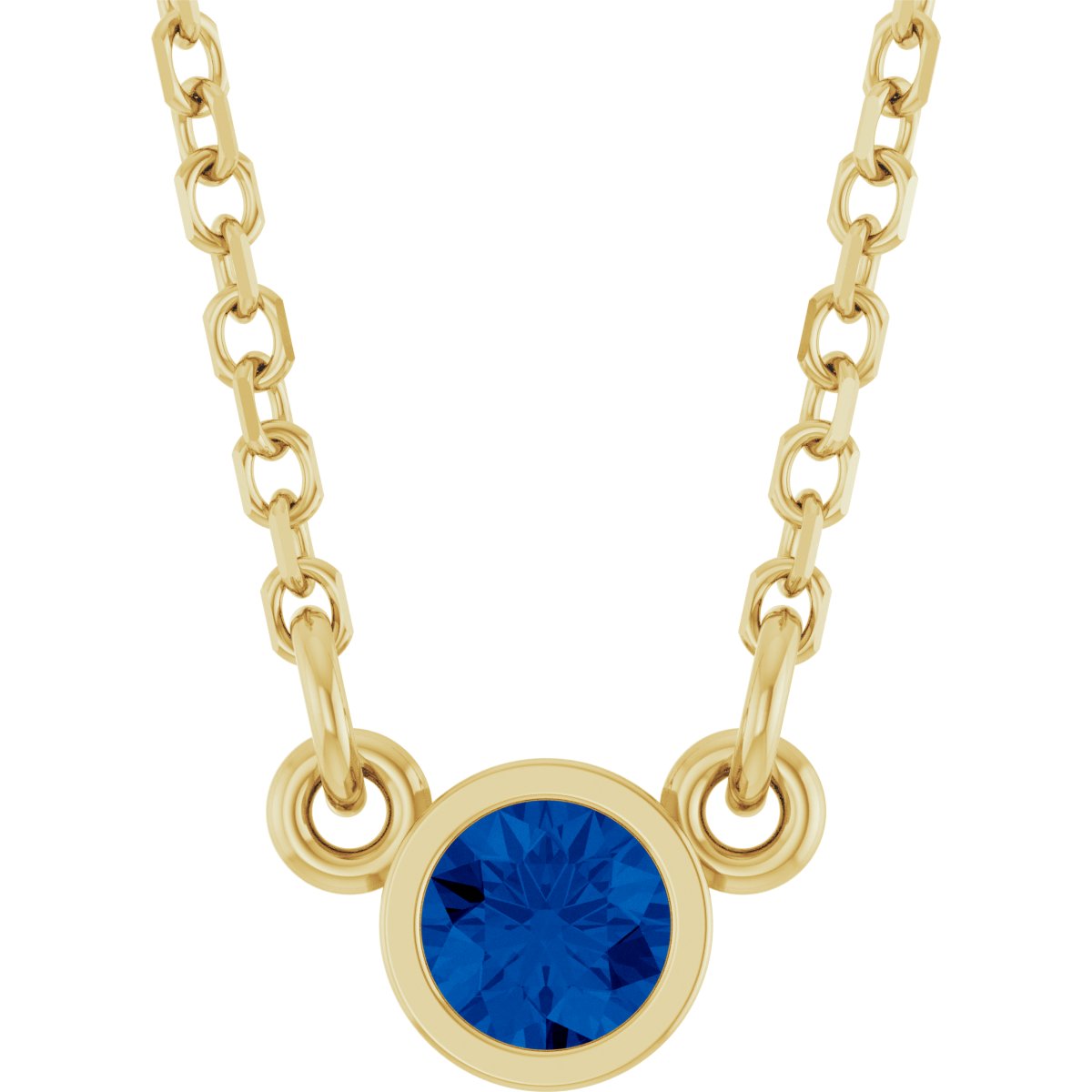 Lab-Grown Blue Sapphire Solitaire Necklace