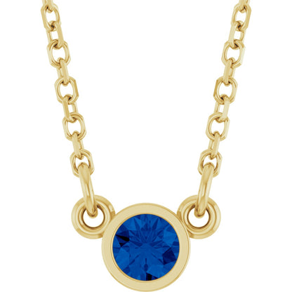 Lab-Grown Blue Sapphire Solitaire Necklace
