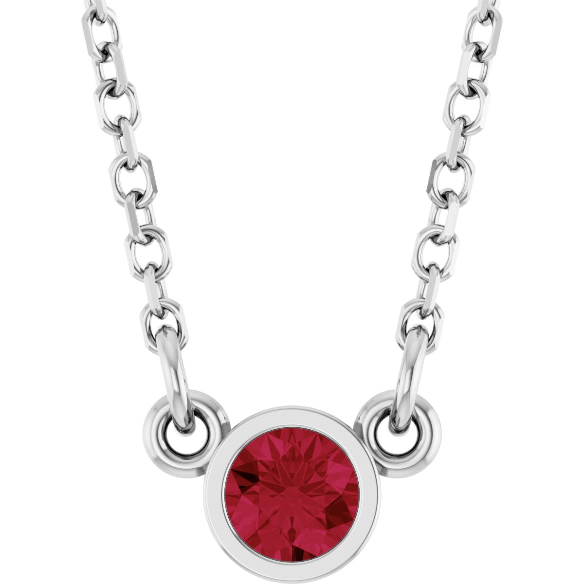 Lab-Grown Ruby Solitaire Necklace - Lab Grown Diamond