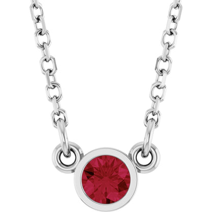 Lab-Grown Ruby Solitaire Necklace - Lab Grown Diamond