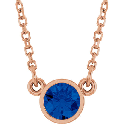 Lab-Grown Blue Sapphire Solitaire Necklace