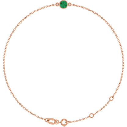 Lab-Grown Emerald Bezel-Set Bracelet - Rose Gold - Lab Grown Diamond