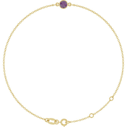 Lab-Grown Blue Sapphire Bezel-Set Bracelet - Yellow Gold - Lab Grown Diamond