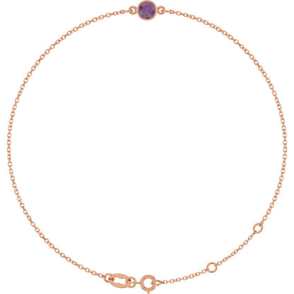 Lab-Grown Ruby Bezel-Set Bracelet - Rose Gold - Lab Grown Diamond