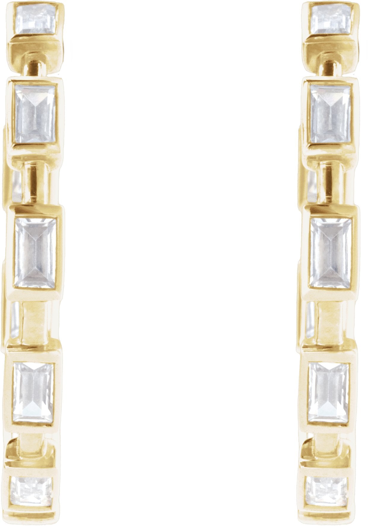 1 1/4 Ctw Straight Baguette Lab-Grown Diamond Hoop Earrings - Rose Gold - Lab Grown Diamond
