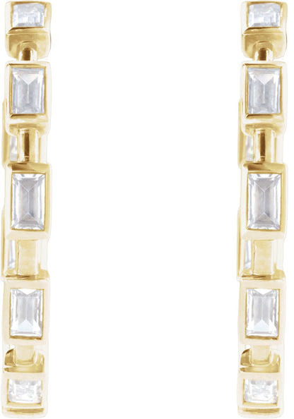 1 1/4 Ctw Straight Baguette Lab-Grown Diamond Hoop Earrings - Rose Gold - Lab Grown Diamond