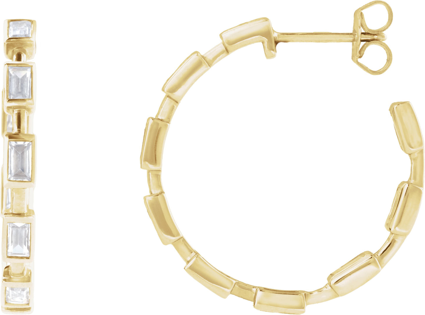1 1/4 Ctw Straight Baguette Lab-Grown Diamond Hoop Earrings - Lab Grown Diamond