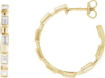 1 1/4 Ctw Straight Baguette Lab-Grown Diamond Hoop Earrings - Lab Grown Diamond