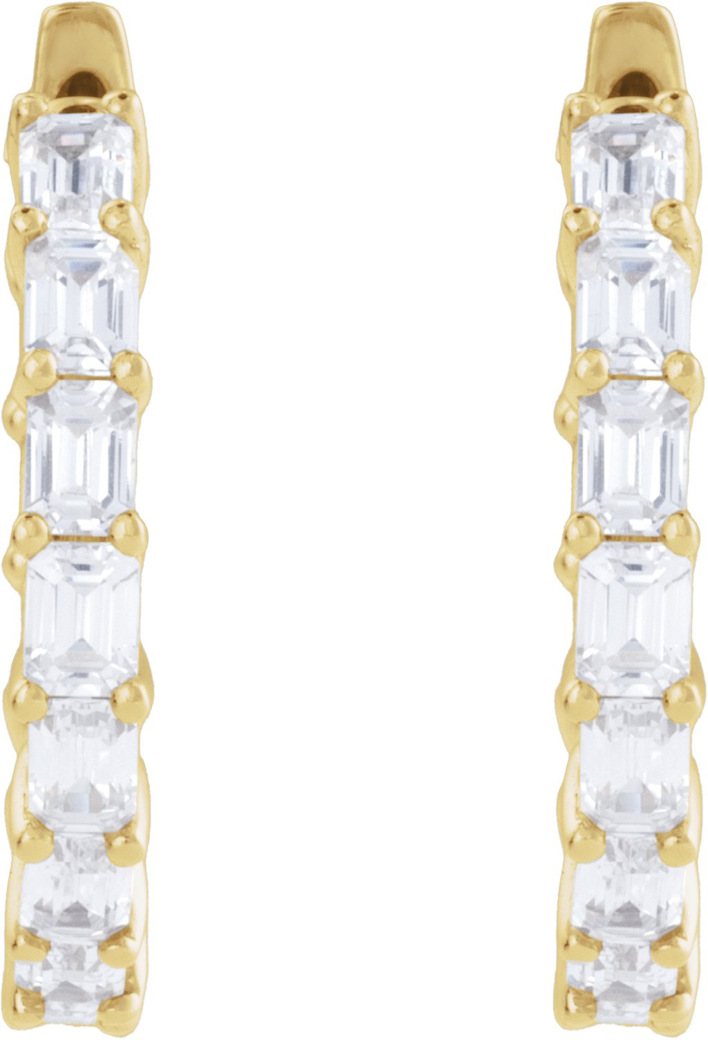 3 Ctw Emerald Lab-Grown Diamond Inside-Outside Hoop Earrings - Rose Gold - Lab Grown Diamond