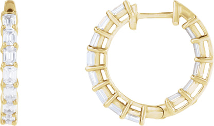 3 Ctw Emerald Lab-Grown Diamond Inside-Outside Hoop Earrings - Lab Grown Diamond