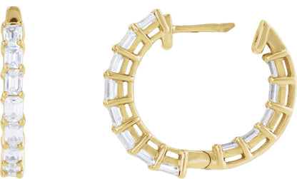 3 Ctw Emerald Lab-Grown Diamond Inside-Outside Hoop Earrings - Lab Grown Diamond