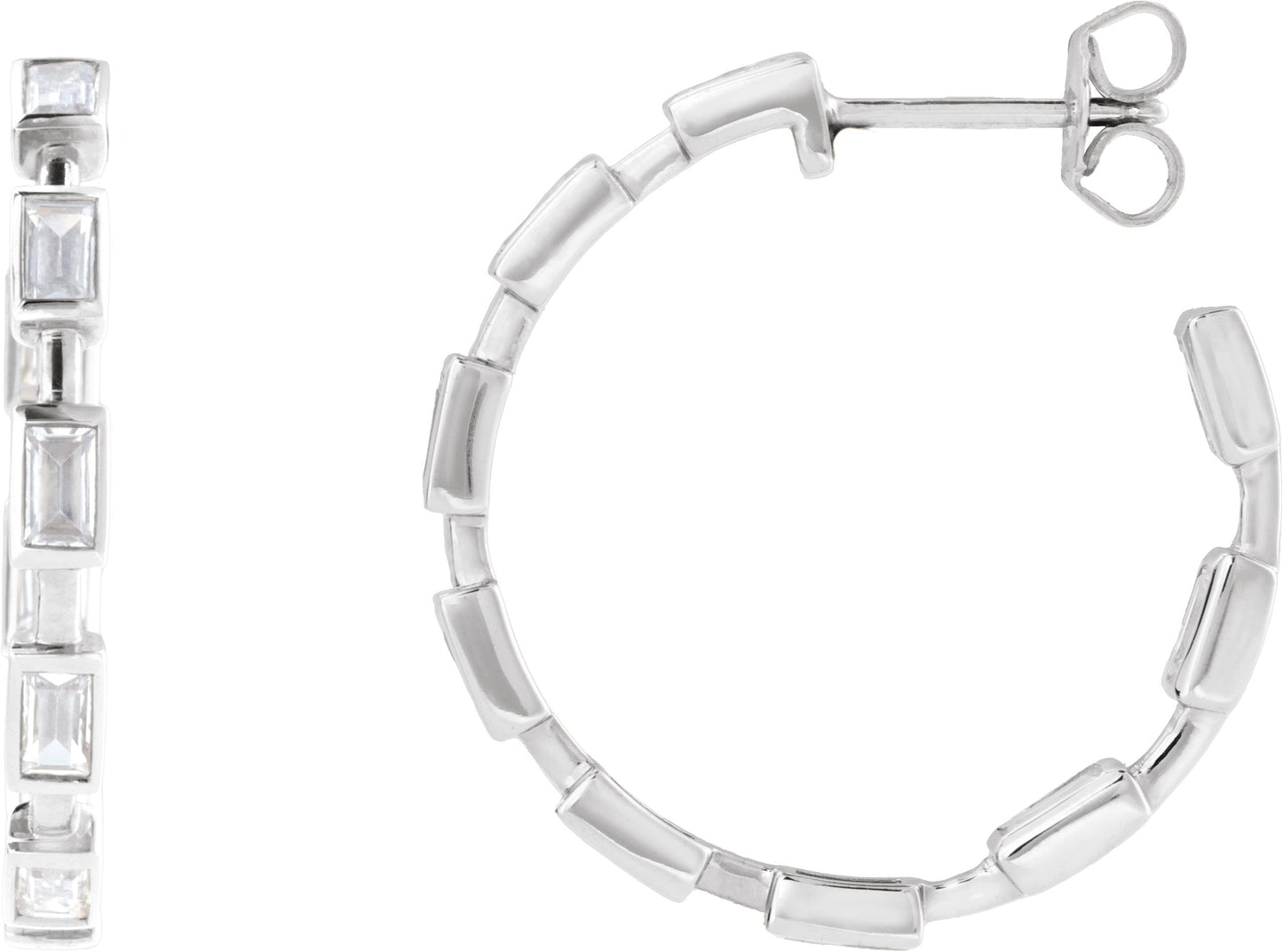 1 1/4 Ctw Straight Baguette Lab-Grown Diamond Hoop Earrings