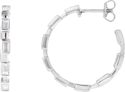 1 1/4 Ctw Straight Baguette Lab-Grown Diamond Hoop Earrings