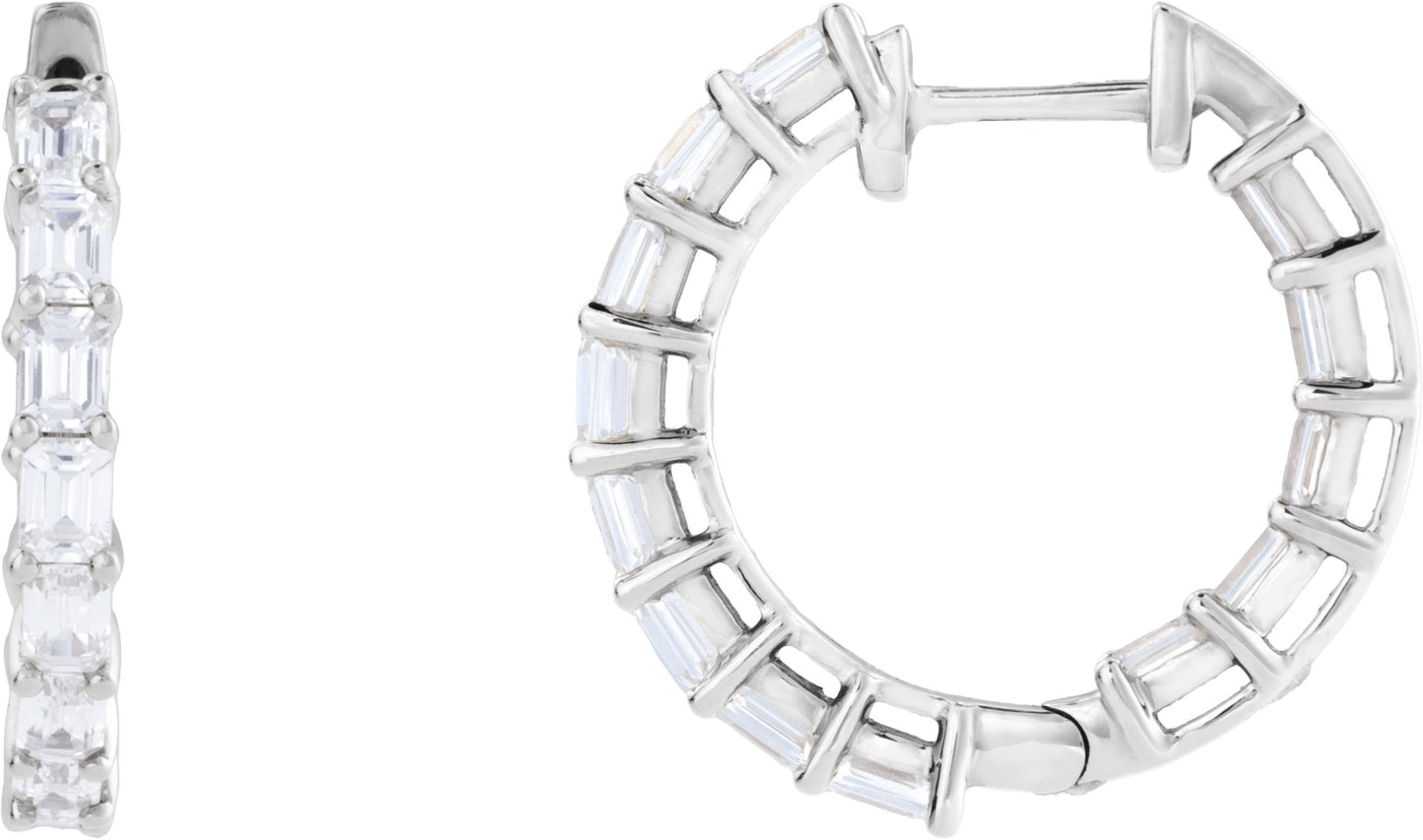 3 Ctw Emerald Lab-Grown Diamond Inside-Outside Hoop Earrings