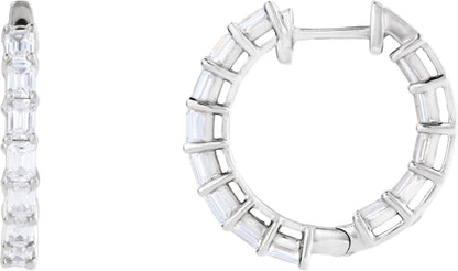 3 Ctw Emerald Lab-Grown Diamond Inside-Outside Hoop Earrings