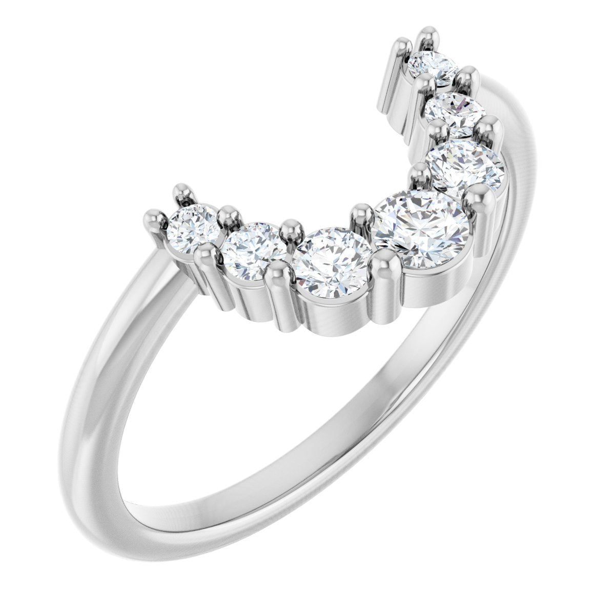 1/3 Ctw Lab-Grown Diamond Contour Band - White Gold - Lab Grown Diamond