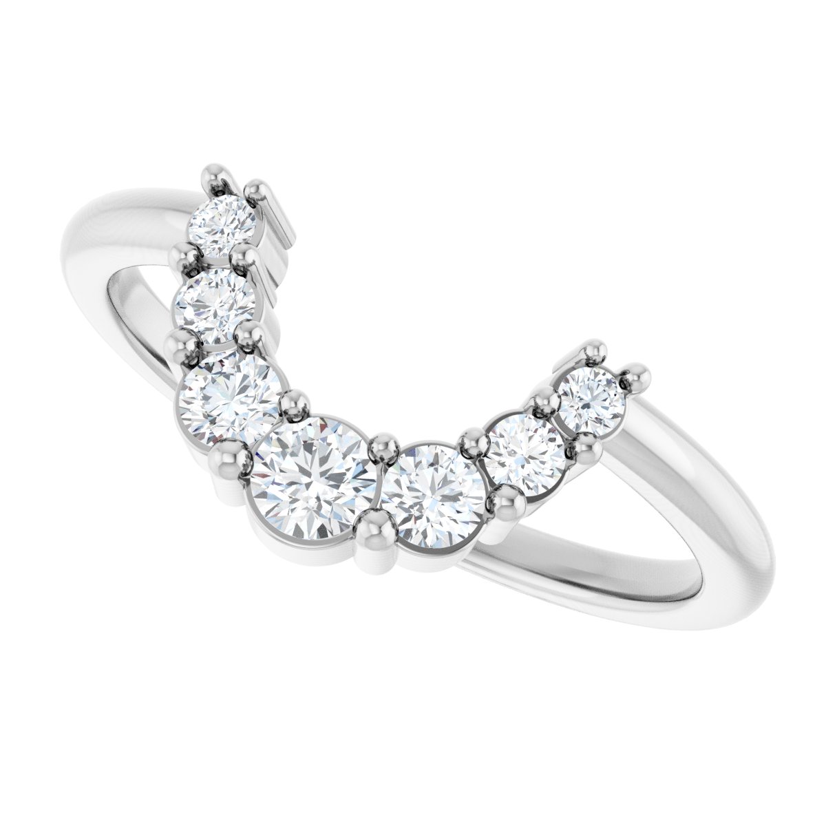 1/3 Ctw Lab-Grown Diamond Contour Band - White Gold - Lab Grown Diamond