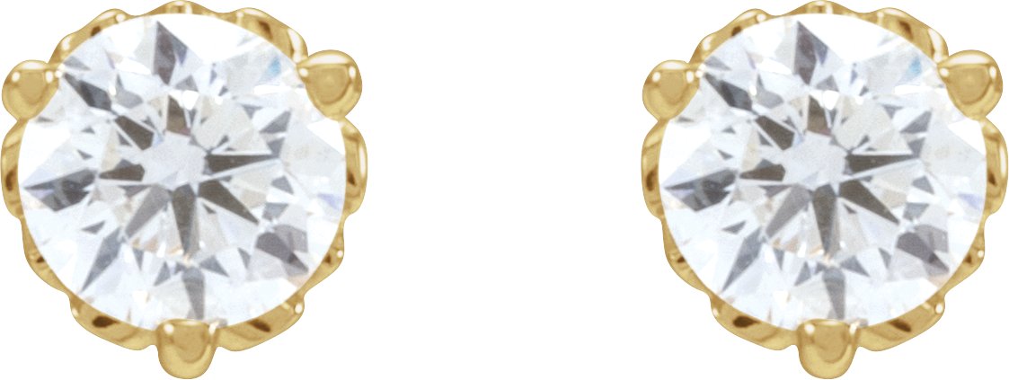 1/2 Ctw Lab-Grown Diamond 3-Prong Vintage-Inspired Earrings - Yellow Gold - Lab Grown Diamond