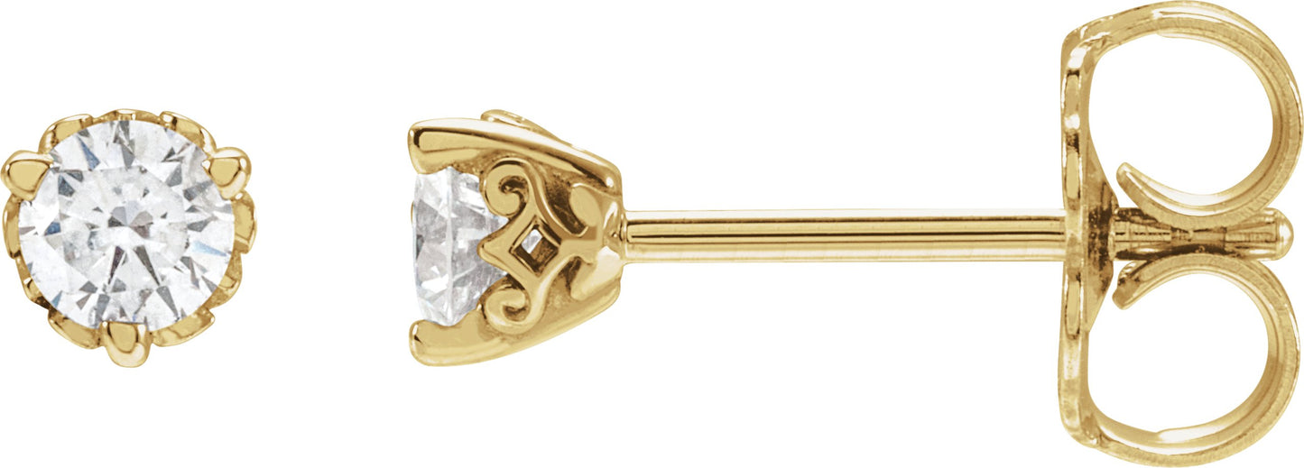 1/5 Ctw Lab-Grown Diamond 3-Prong Vintage-Inspired Earrings - Lab Grown Diamond