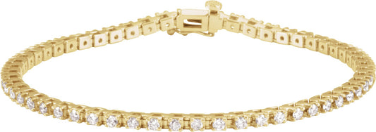 2 1/4 Ctw Lab-Grown Diamond Line Bracelet - Yellow Gold - Lab Grown Diamond