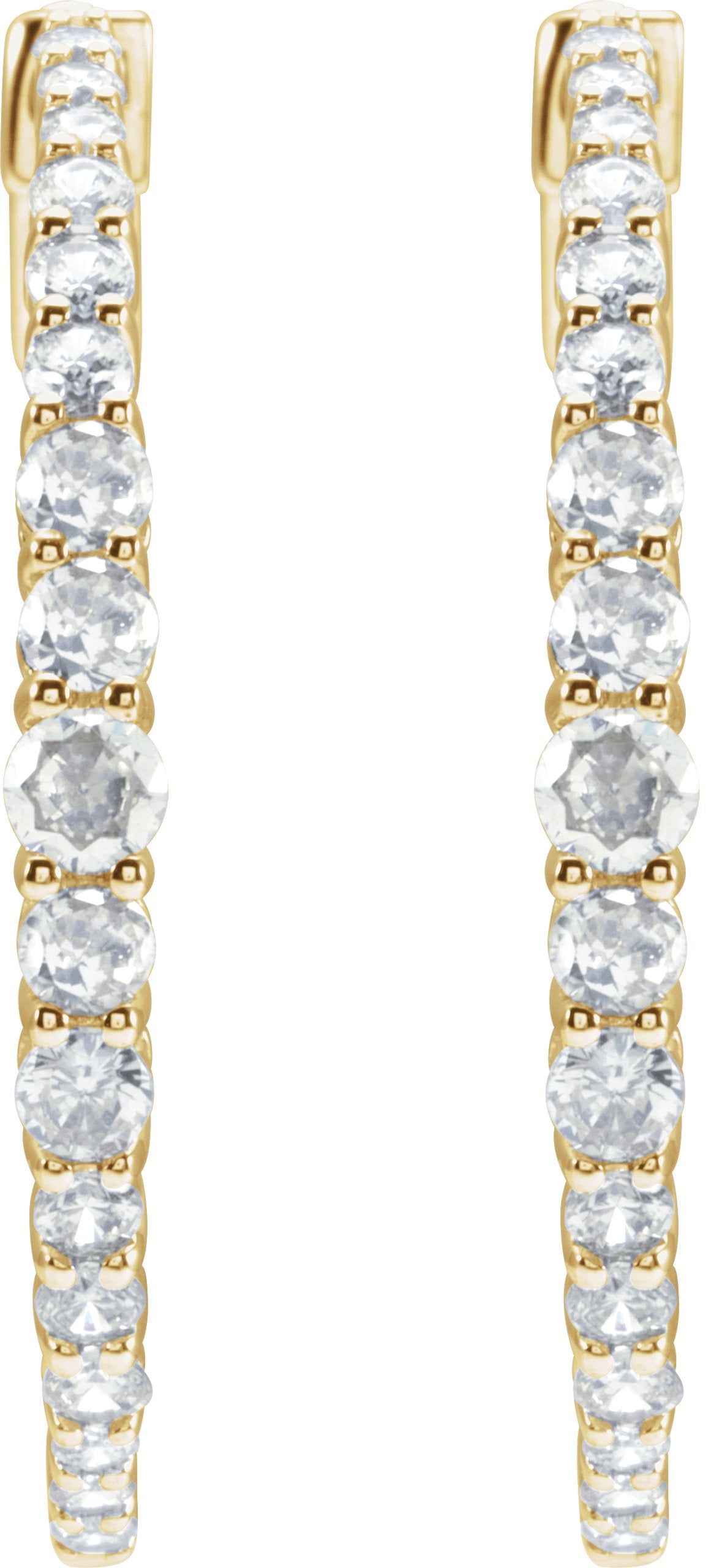 1 1/3 Ctw Lab-Grown Diamond Graduated Hoops - Yellow Gold - Lab Grown Diamond