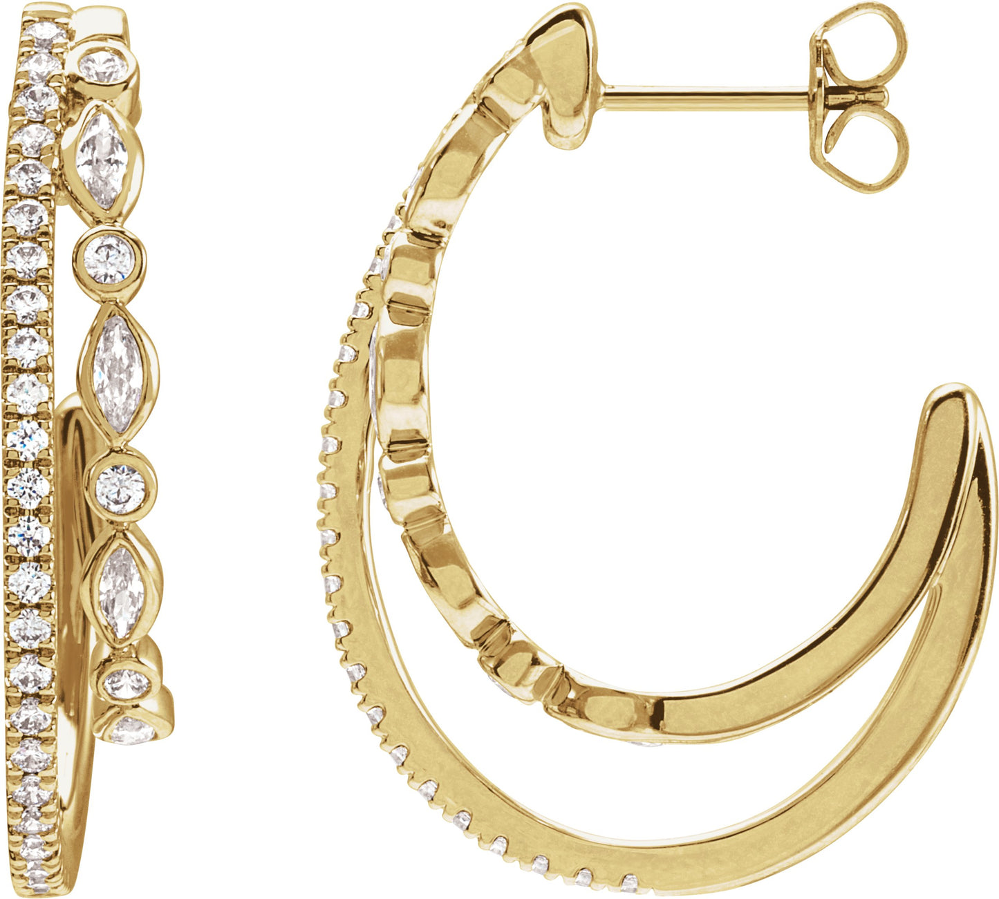 1 1/5 Ctw Marquise Lab-Grown Diamond Hoop Earrings - Yellow Gold - Lab Grown Diamond